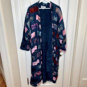 Vintage Patchwork Batik Quilted Duster Kimono Overcoat - OS Simple People Batik